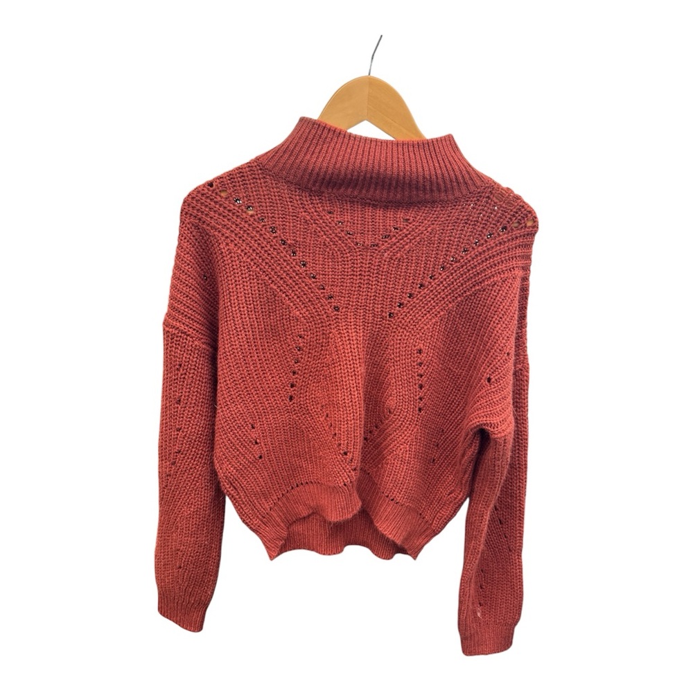 Cozy Women's Knit Turtleneck Sweater - Rust Orange